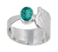 JEWELSTREZORO Green Paraiba Tourmaline Lab Grown Gemstone 925 Sterling Silver Band Ring for Men And Women Band Ring TSR125AS_34 (Y 1/2)
