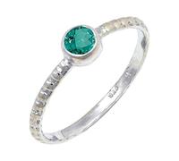 JEWELSTREZORO Green Paraiba Tourmaline Lab Grown Gemstone 925 Sterling Silver Band Ring for Men And Women Band Ring TSR128AS_5 (K)