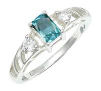 JEWELSTREZORO Green Paraiba Tourmaline Lab Grown Gemstone Band Ring Solid 925 Sterling Silver for Men And Women All Size Jewelry TSR1248AS_19 (R)