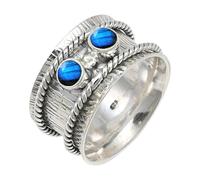 JEWELSTREZORO Labradorite Gemstone Band Ring Solid 925 Sterling Silver for Men And Women Gift Item All Size Handmade Jewelry TSR146BN_20 (R 1/2)