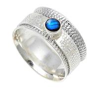 JEWELSTREZORO Labradorite Gemstone Band Ring Solid 925 Sterling Silver for Men And Women Gift Item All Size Handmade Jewelry TSR147BN_20 (R 1/2)