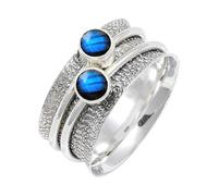 JEWELSTREZORO Labradorite Gemstone Band Ring Solid 925 Sterling Silver for Men And Women Gift Item All Size Handmade Jewelry TSR151BN_20 (R 1/2)