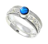 JEWELSTREZORO Labradorite Gemstone Band Ring Solid 925 Sterling Silver for Men And Women Gift Item All Size Handmade Jewelry TSR150BN_20 (R 1/2)