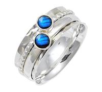 JEWELSTREZORO Labradorite Gemstone Band Ring Solid 925 Sterling Silver for Men And Women Gift Item All Size Handmade Jewelry TSR155BN_20 (R 1/2)