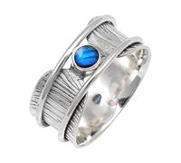 JEWELSTREZORO Labradorite Gemstone Band Ring Solid 925 Sterling Silver for Men And Women Gift Item All Size Handmade Jewelry TSR156BN_20 (R 1/2)