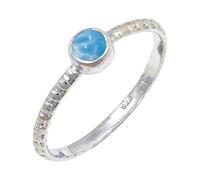 JEWELSTREZORO Larimar Gemstone Band Ring for Men And Women Solid 925 Sterling Silver Gift Item All Size Handmade Jewelry TSR128BF_5 (K)
