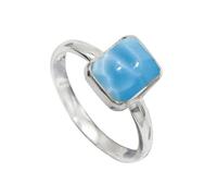 JEWELSTREZORO Larimar Gemstone Band Ring Men And Women All Size Sterling Silver Handmade Jewelry TSR1139BF_5 (K)