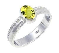 JEWELSTREZORO Lemon Quartz Lab Grown Gemstone Band Ring for Men And Women 925 Sterling Silver Gift Item All Size Handmade Jewelry TSR126BA_10 (M 1/2)