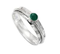 JEWELSTREZORO Malachite Gemstone Silver Band Ring Solid 925 Sterling Silver for Men And Women Handmade All Size Gift item Jewelry TSR152CB_12 (N 1/2)