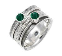 JEWELSTREZORO Malachite Gemstone Silver Band Ring Solid 925 Sterling Silver for Men And Women Handmade All Size Gift item Jewelry TSR149CB_12 (N 1/2)