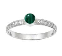 JEWELSTREZORO Malachite Gemstone Silver Band Ring Solid 925 Sterling Silver for Men And Women Handmade All Size Gift item Jewelry TSR115CB_12 (N 1/2)