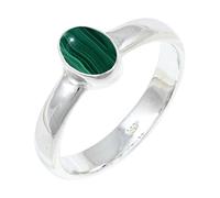 JEWELSTREZORO Malachite Gemstone Silver Band Ring Solid 925 Sterling Silver for Men And Women Handmade All Size Gift item Jewelry TSR127CB_12 (N 1/2)