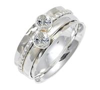 JEWELSTREZORO Moissanite Gemstone Band Ring Solid 925 Sterling Silver for Men And Women Gift Item All Size Handmade Jewelry TSR155BD_5 (K)