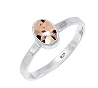 JEWELSTREZORO Morganite Lab Grown Gemstone Silver Band Ring Solid 925 Sterling Silver Handmade for Men And Women All Size Jewelry TSR108BC_5 (K)