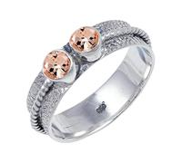 JEWELSTREZORO Morganite Lab Grown Gemstone Silver Band Ring Solid 925 Sterling Silver Handmade for Men And Women All Size Jewelry TSR112BC_18 (Q 1/2)