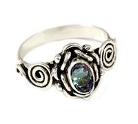 JEWELSTREZORO Mystic Topaz Birthstone Silver Plated Meditation Ring Handmade for Men And Women TSR180AG_37 (Z+1)