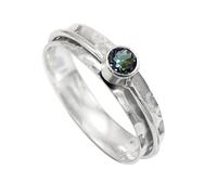 JEWELSTREZORO Mystic Topaz Gemstone Band Ring for Men And Women Solid 925 Sterling Silver All Size Handmade Jewelry TSR152AG_4 (J 1/2)