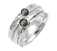 JEWELSTREZORO Mystic Topaz Gemstone Band Ring for Men And Women Solid 925 Sterling Silver All Size Handmade Jewelry TSR155AG_4 (J 1/2)