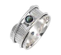 JEWELSTREZORO Mystic Topaz Gemstone Band Ring for Men And Women Solid 925 Sterling Silver All Size Handmade Jewelry TSR156AG_4 (J 1/2)