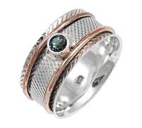 JEWELSTREZORO Mystic Topaz Gemstone Band Ring for Men And Women Solid 925 Sterling Silver All Size Handmade Jewelry TSR157AG_4 (J 1/2)