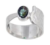 JEWELSTREZORO Mystic Topaz Gemstone Band Ring for Men And Women Solid 925 Sterling Silver All Size Handmade Jewelry TSR125AG_11 (N)