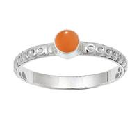 JEWELSTREZORO Peach Moonstone Gemstone Silver Band Ring Solid 925 Sterling Silver Handmade for Men And Women All Size Gift Item Jewelry TSR115BR_5 (K)
