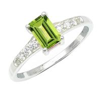 JEWELSTREZORO Peridot Gemstone Band Ring for Men And Women Solid 925 Sterling Silver All Size Handmade Jewelry TSR1239AJ_17 (Q)