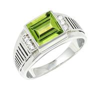 JEWELSTREZORO Peridot Gemstone Band Ring Men And Women Gift Item Sterling Silver Handmade All Size TSR1164AJ_26 (U 1/2)