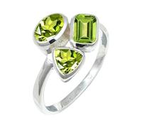 JEWELSTREZORO Peridot Gemstone Band Ring Men And Women Sterling Silver All Size Gift Item Handmade Jewelry TSR1155AJ_38 (Z+2)