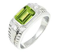 JEWELSTREZORO Peridot Gemstone Band Ring Sterling Silver Men And Women All Size Handmade Jewelry TSR1167AJ_34 (Y 1/2)