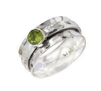 JEWELSTREZORO Peridot Gemstone Silver Plated Meditation Ring Men And Women All Size Handmade Jewelry TSR144B_S