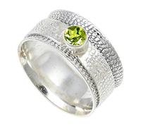 JEWELSTREZORO Peridot Gemstone Solid 925 Sterling Silver for Men And Women Band Ring All Size Handmade Jewelry TSR147AJ_4 (J 1/2)