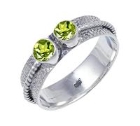 JEWELSTREZORO Peridot Gemstone Solid 925 Sterling Silver for Men And Women Band Ring All Size Handmade Jewelry TSR112AJ_38 (Z+2)
