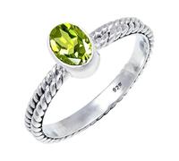 JEWELSTREZORO Peridot Gemstone Solid 925 Sterling Silver for Men And Women Band Ring All Size Handmade Jewelry TSR110AJ_27 (V)
