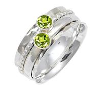 JEWELSTREZORO Peridot Gemstone Solid 925 Sterling Silver for Men And Women Band Ring All Size Handmade Jewelry TSR155AJ_12 (N 1/2)