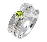 JEWELSTREZORO Peridot Gemstone Solid 925 Sterling Silver for Men And Women Band Ring All Size Handmade Jewelry TSR145AJ_13 (O)
