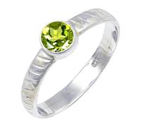 JEWELSTREZORO Peridot Gemstone Solid 925 Sterling Silver for Men And Women Band Ring All Size Handmade Jewelry TSR118AJ_17 (Q)