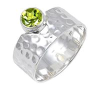 JEWELSTREZORO Peridot Gemstone Solid 925 Sterling Silver for Men And Women Band Ring All Size Handmade Jewelry TSR134AJ_5 (K)