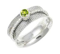 JEWELSTREZORO Peridot Gemstone Solid 925 Sterling Silver for Men And Women Band Ring All Size Handmade Jewelry TSR154AJ_5 (K)