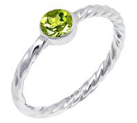JEWELSTREZORO Peridot Gemstone Solid 925 Sterling Silver for Men And Women Band Ring All Size Handmade Jewelry TSR123AJ_4 (J 1/2)