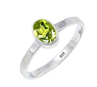 JEWELSTREZORO Peridot Gemstone Solid 925 Sterling Silver for Men And Women Band Ring All Size Handmade Jewelry TSR108AJ_26 (U 1/2)