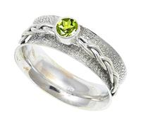 JEWELSTREZORO Peridot Gemstone Solid 925 Sterling Silver for Men And Women Band Ring All Size Handmade Jewelry TSR143AJ_18 (Q 1/2)