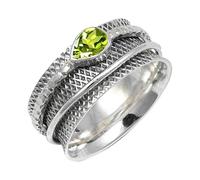 JEWELSTREZORO Peridot Gemstone Solid 925 Sterling Silver for Men And Women Band Ring All Size Handmade Jewelry TSR142AJ_12 (N 1/2)