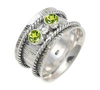 JEWELSTREZORO Peridot Gemstone Solid 925 Sterling Silver for Men And Women Band Ring All Size Handmade Jewelry TSR146AJ_13 (O)