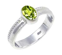 JEWELSTREZORO Peridot Gemstone Solid 925 Sterling Silver for Men And Women Band Ring All Size Handmade Jewelry TSR126AJ_14 (O 1/2)