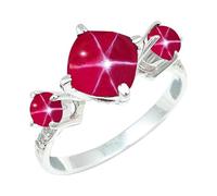 JEWELSTREZORO Pink Lindy Star Lab Grown Gemstone Band Ring Men And Women All Size Sterling Silver Handmade Jewelry TSR1160BH_34 (Y 1/2)