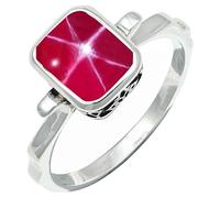 JEWELSTREZORO Pink Lindy Star Lab Grown Gemstone Band Ring Men And Women All Size Sterling Silver Handmade Jewelry TSR1229BH_10 (M 1/2)