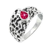 JEWELSTREZORO Pink Lindy Star Lab Grown Gemstone Band Ring Men And Women All Size Sterling Silver Handmade Jewelry TSR1227BH_10 (M 1/2)