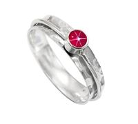 JEWELSTREZORO Pink Lindy Star Lab Grown Gemstone Silver Band Ring Solid 925 Sterling Silver Handmade for Men And Women Handmade Jewelry TSR152BH_10 (M 1/2)