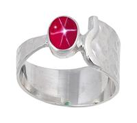 JEWELSTREZORO Pink Lindy Star Lab Grown Gemstone Silver Band Ring Solid 925 Sterling Silver Handmade for Men And Women Handmade Jewelry TSR125BH_10 (M 1/2)